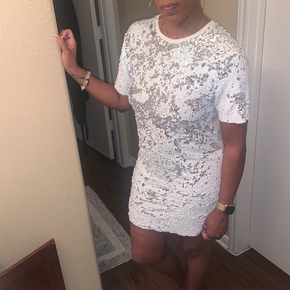 zara sequin t shirt dress Zara | Dresses | White Sequin Tshirt Dress